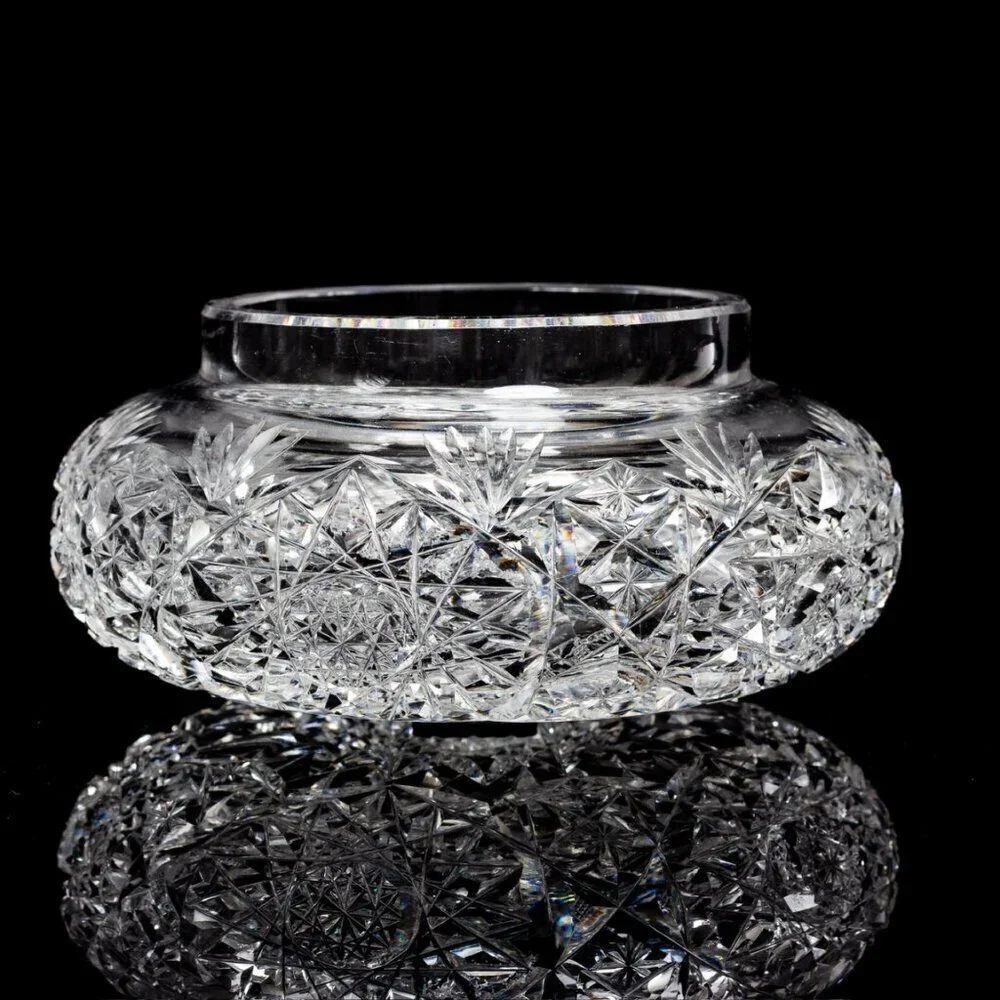 American Brilliant Cut Crystal Vanity Jar | Antique Collectible | Crystal Powder